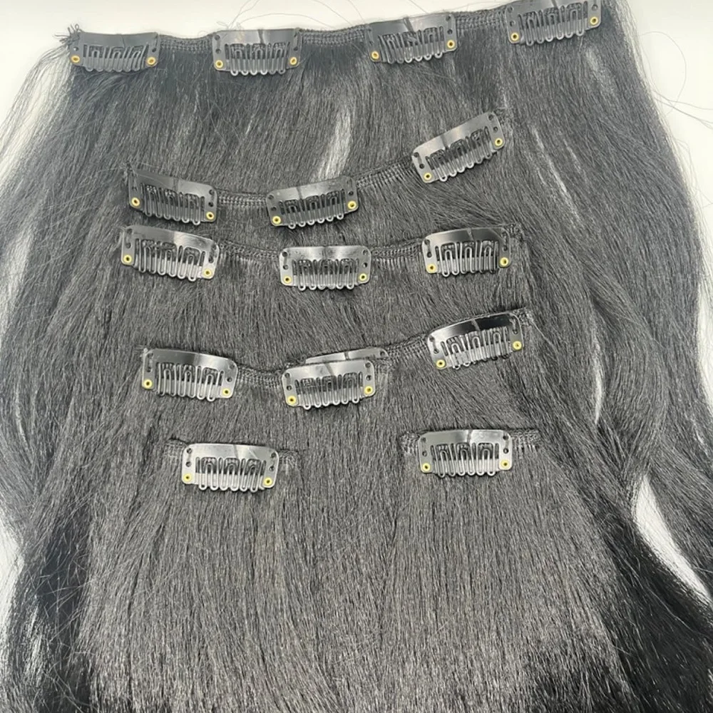 200グラム クリップ式ヘアエクステ 目立たないシームレスな縮れ毛ストレート レミー人毛 クリップ式エクステ 女性用