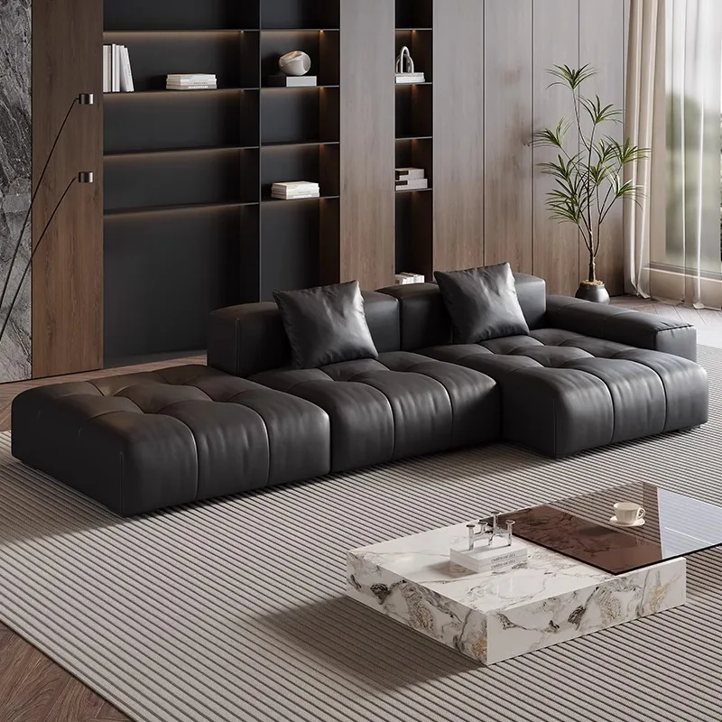 

Customizable Modern Minimalist Living Room Straight Row Modular Sofa Leather Pixel Sofa Original Designer