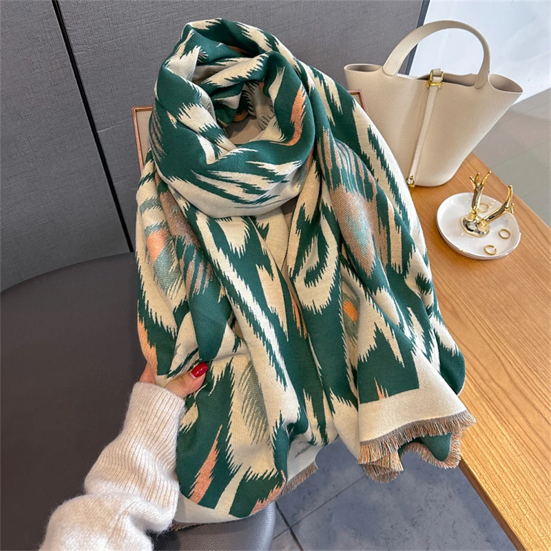2025 Marca Cálido Poncho de Cachemira Chal Bufanda Estampado de Lujo Pashmina Gruesa Manta de Invierno Envolturas Bufanda Casual Hijab Estolas Echarpe