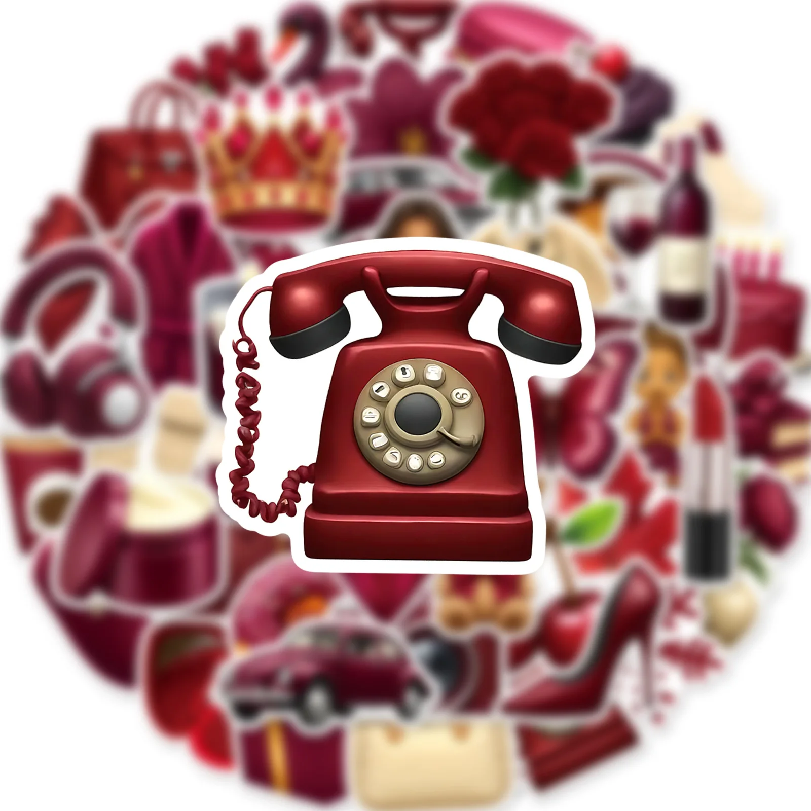 50 قطعة INS نمط الرجعية الأحمر الكرتون ملصقات فتاة الأشياء الكتابة على الجدران الديكور DIY بها بنفسك دفتر حقيبة الثلاجة الهاتف الشارات لعبة