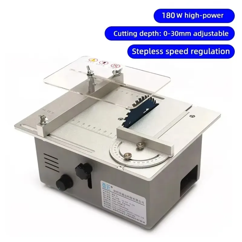 Aluminium Mini Table Saw With Clearance Insert Plate Miter Gauge Guide Lifting Spindle Bearing Motor Set For Woodworking