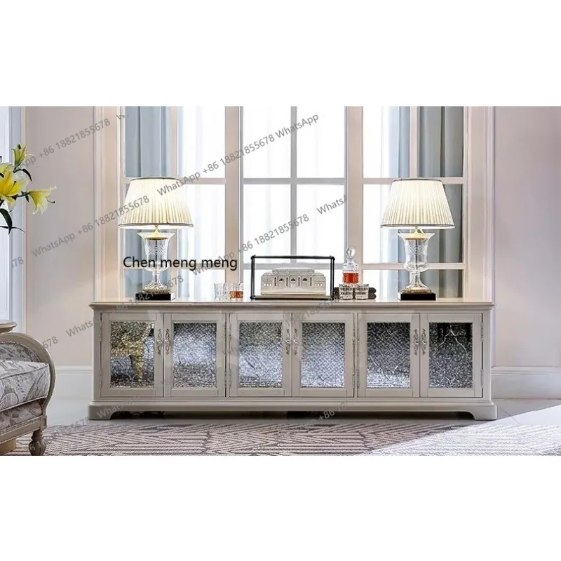 New household, TV cabinet, living room solid wood, floor-to-ceiling low cabinet
