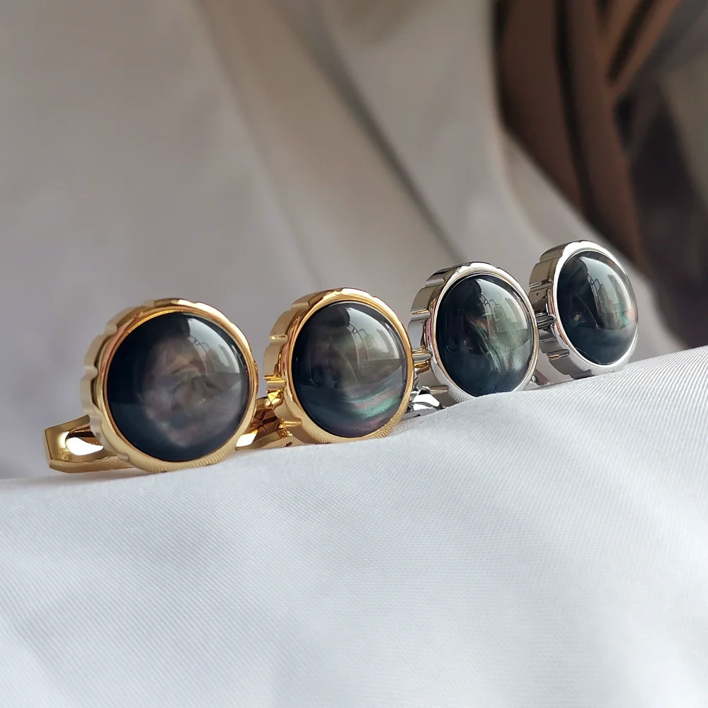 Deep-sea Black Pearl Cufflinks Metallic Business Formal Wear Accessories Sophisticated Cuff Decoration for Suit Shirt
