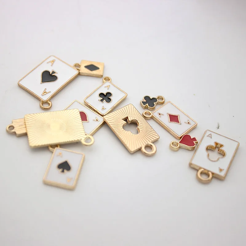 20pcs Enamel Spade Heart Club Poker Game Charms for Earrings Keychain Bracelet Pendants DIY Jewelry Making Accessories