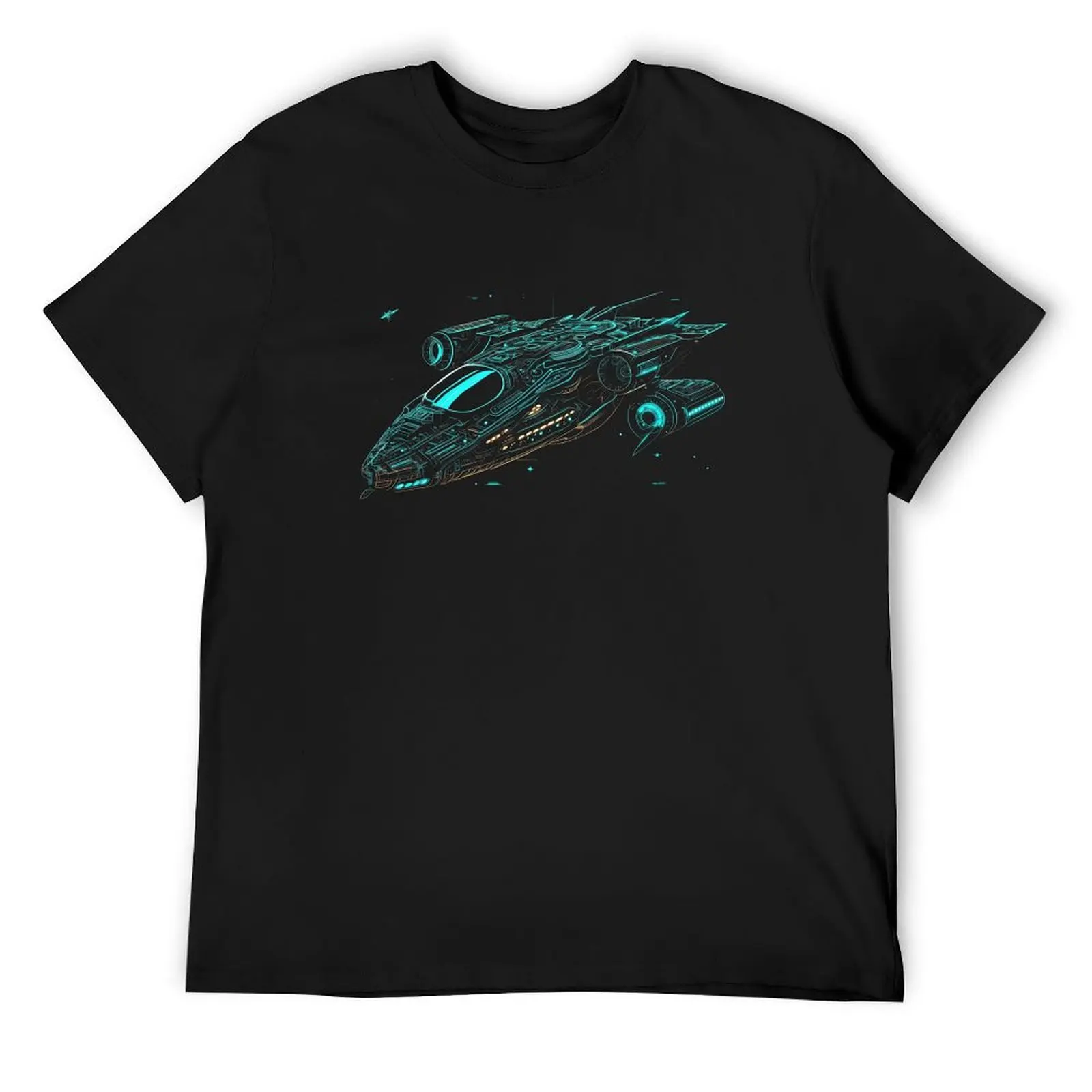 

Neon Spaceship T-Shirt quick-drying customs design your own tops Aesthetic clothing mens graphic t-shirts pack