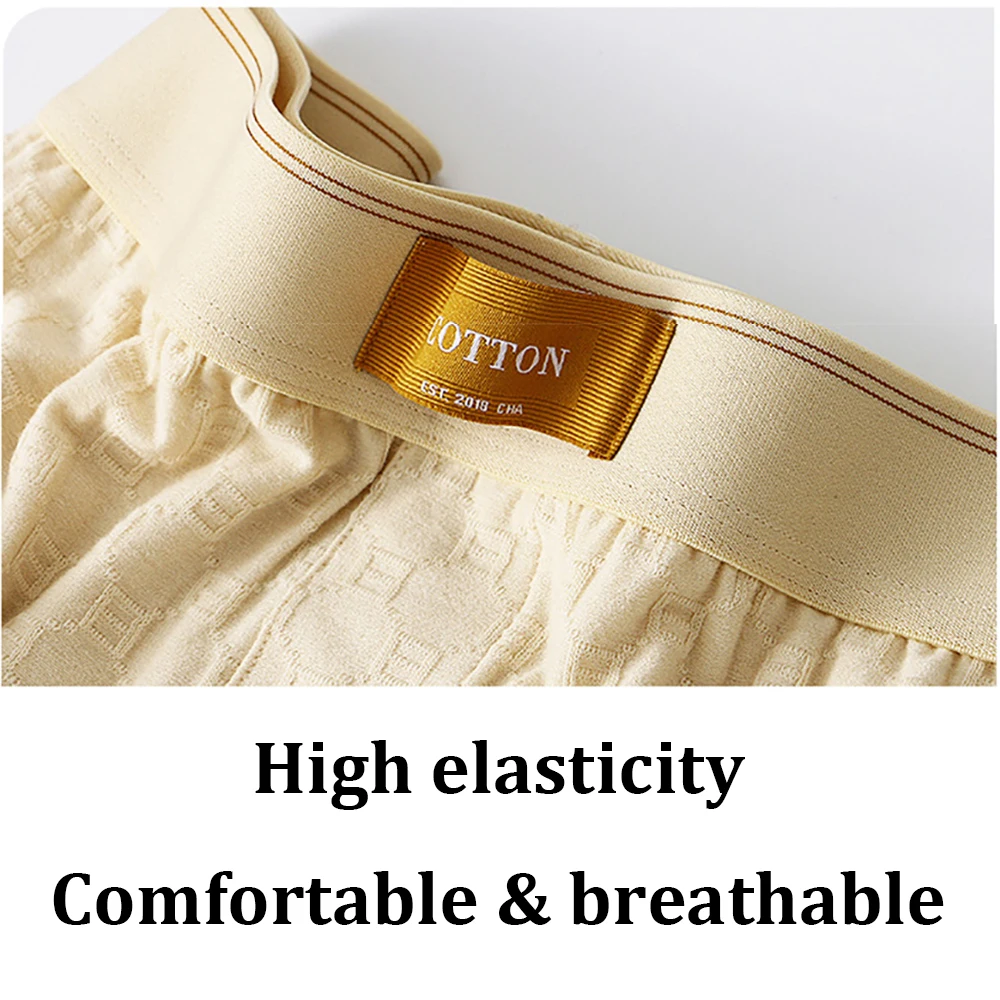 3PCS/Pack L-4XL Big Size Men\'s Panties Trendy Solid Pajama Short Pants 100% Cotton Breathable Boxer High Elastic Waist Underwear