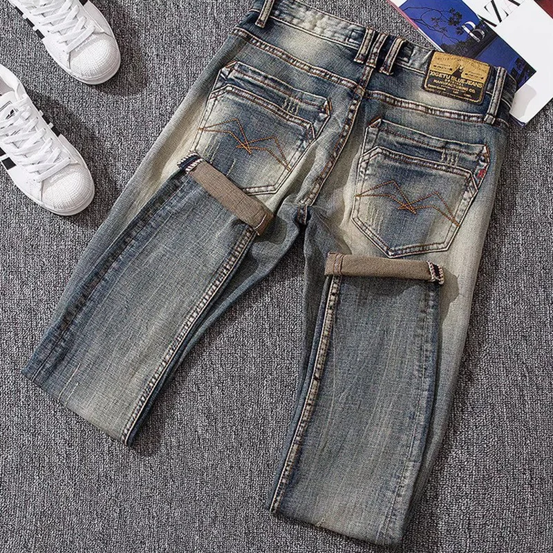 

Мужские джинсы Y2K: Новинка дизайнерской коллекции, ретро-стиль, стрейч, зауженный крой, винтажные, с пуговицами, итальянский стиль, деним