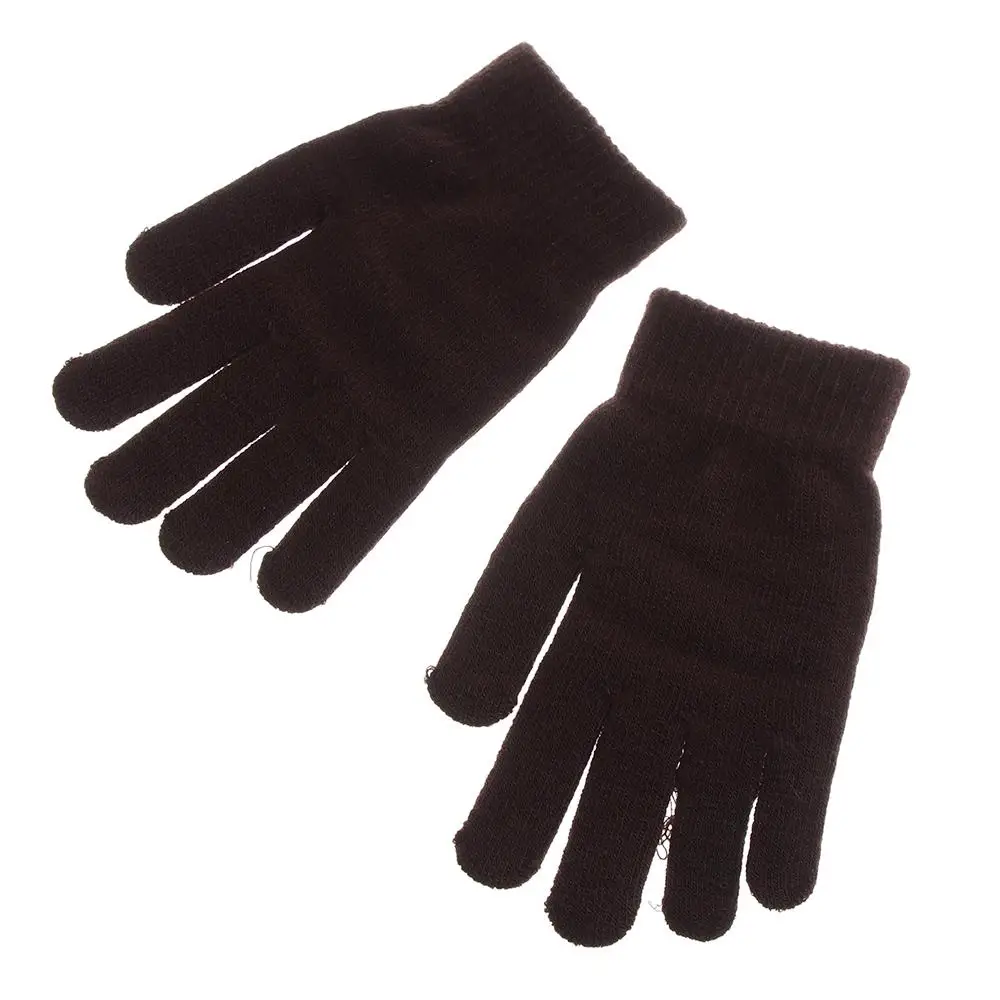 Magic Accessories Winter Warm Basic Thicken Full Fingered Gloves Mittens Wool Knitted  Lining