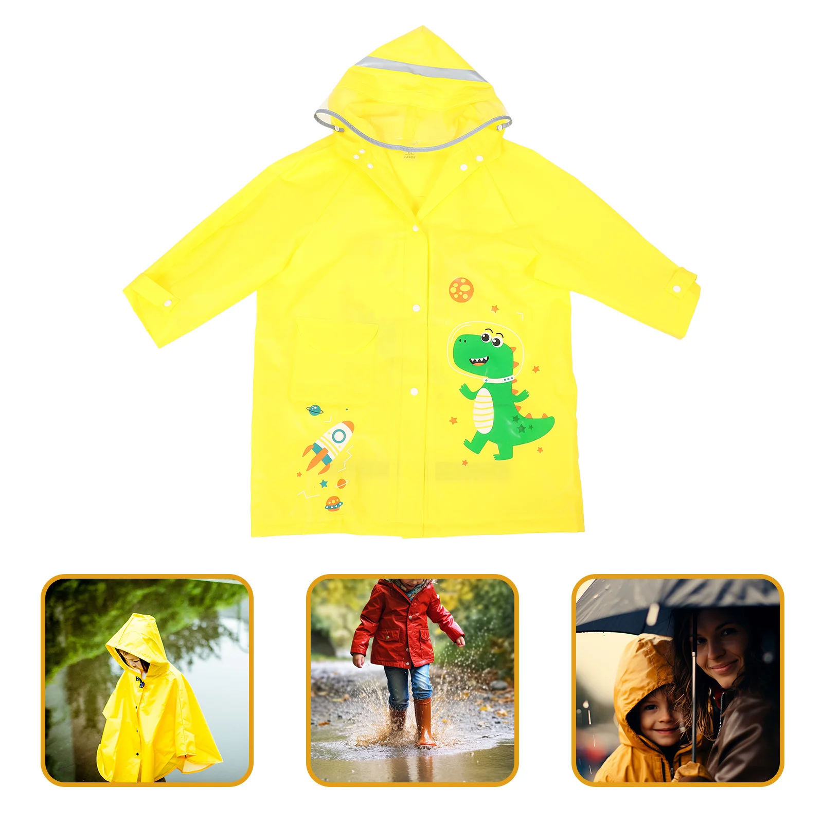 

Children Raincoat Kids Rain Poncho With Large Brim Cartoon Design Waterproof Rainwear For Outdoor Hooded Rain Coats For