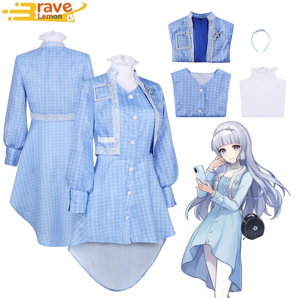

Kamisato Ayaka Cosplay Women Fantasy Blue Dress Coat Hairband China Game Genshin Impact Costume Halloween Carnival Party Suit