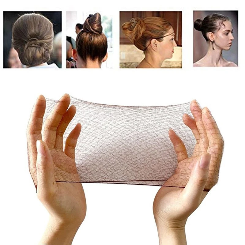 50Pcs Hair Net Black Elastic Bundle Hair Invisible Hairnet Mesh Bun Hair Net 30/50/60CM Hair Accessories