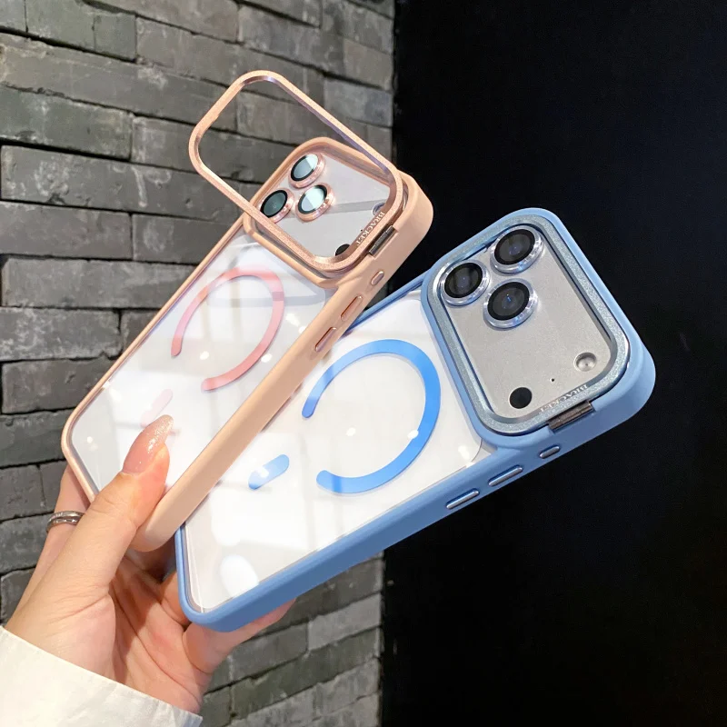 Luxuriöse Linsen-Metallhalterung Transparente Magnetische Hülle für iPhone 18 17 16 15 14 13 Pro Max für Magsafe Stoßfeste Klare Rückabdeckung – Detail 8