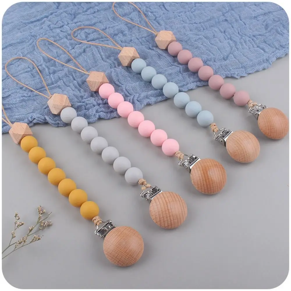 

Wood Nipple Holder Clips Children Soother Holder Baby Pacifier Chain Dummy Clips Pacifier Holder Clips Baby Teether Toys Straps