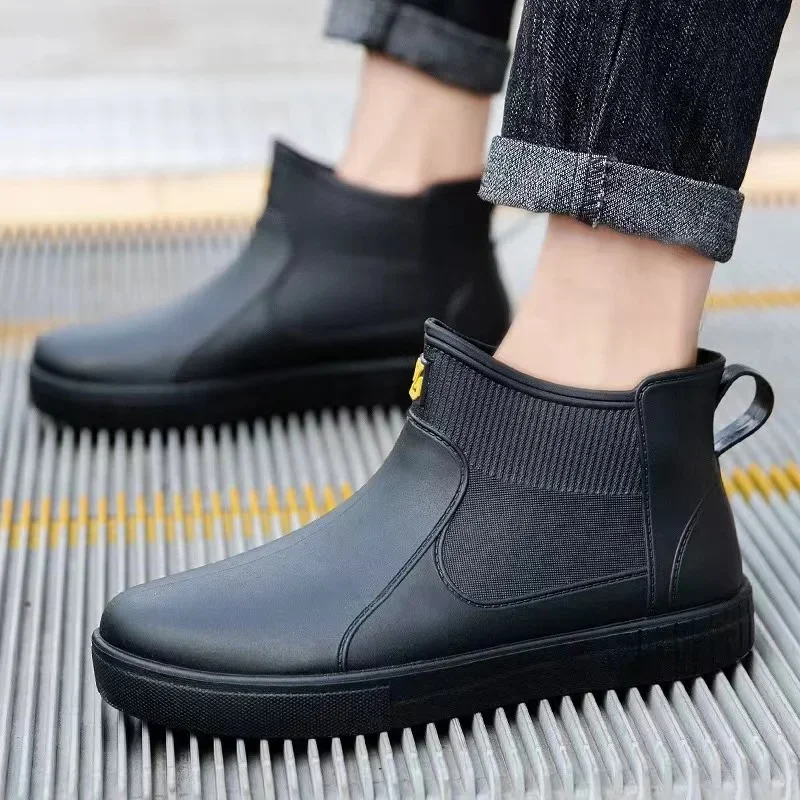 Bottes de pluie coordonnantes de qualité pour hommes, chaussures résistantes à l'usure pour hommes, saison de neige, imperméables, 2024