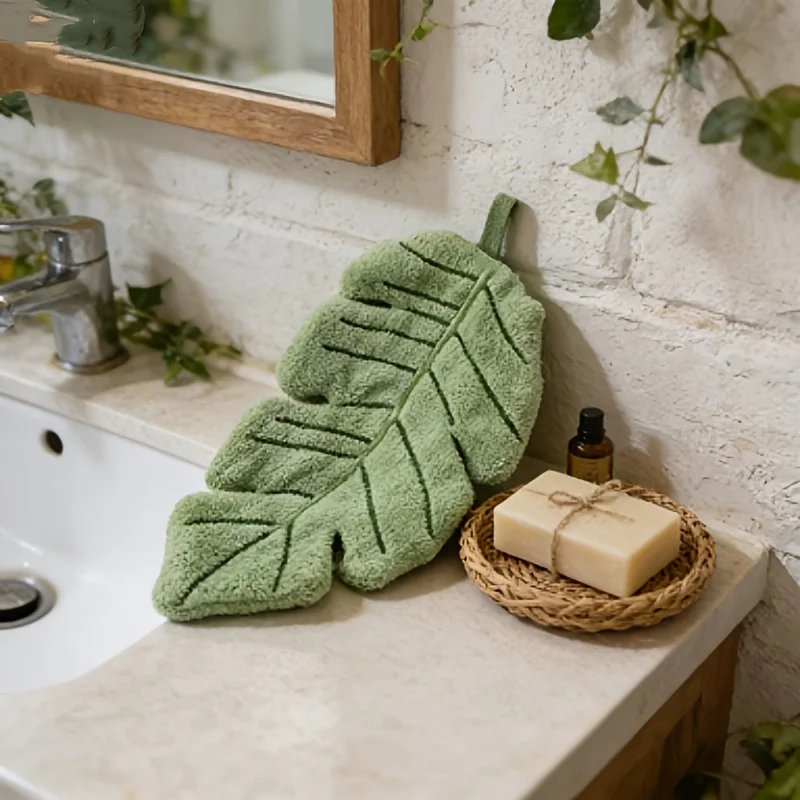 Banana Leaf Shaped Hanging Hand Towel, Suitable for Daily Wiping of Hands, Face, and Tableware, Decorative Hanging Decoration
