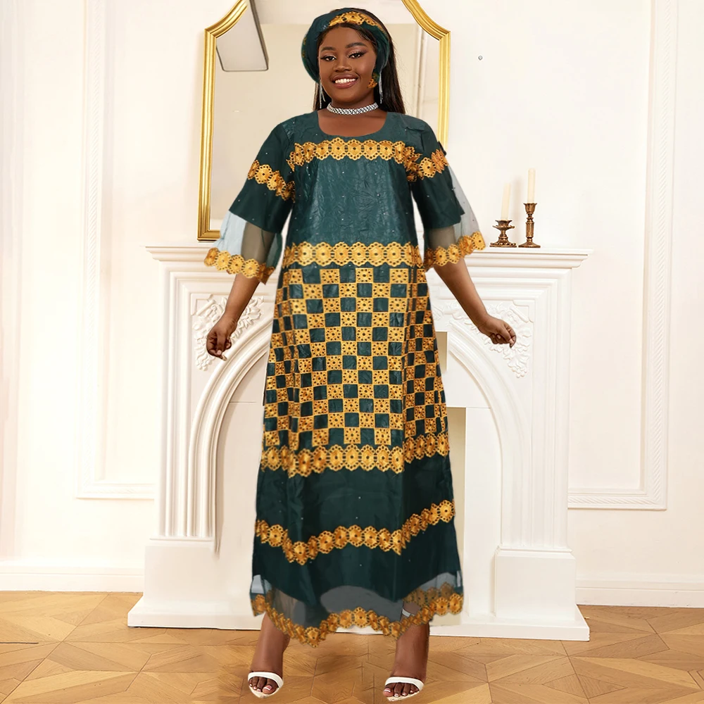 African Clothes For Women Bazin Riche Embroidery Craft Dashiki Outfits Dubai Turkey Nigerian Robe Attire Plus Size Ladies Cloth