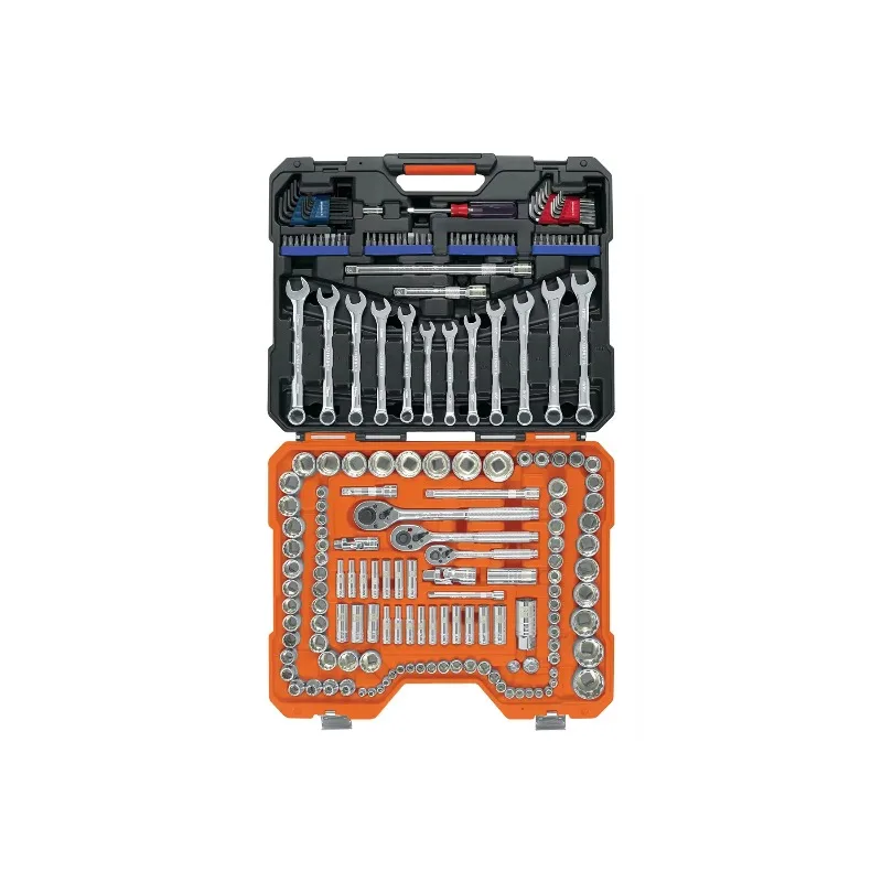 

1 Unit Household Tool Set 199 Pieces Including 1/4\" 3/8\" 1/2\" Standard Millimeter Sockets for Mechanics Packaged in Case