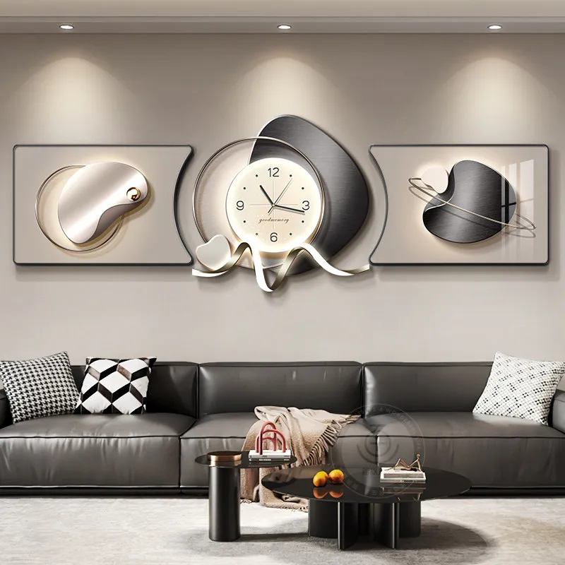 The Living Room Features Clock Wall-mounted Decorative Painting Light Luxury Look Reloj Digital De Pared Wall Clock Noiseless