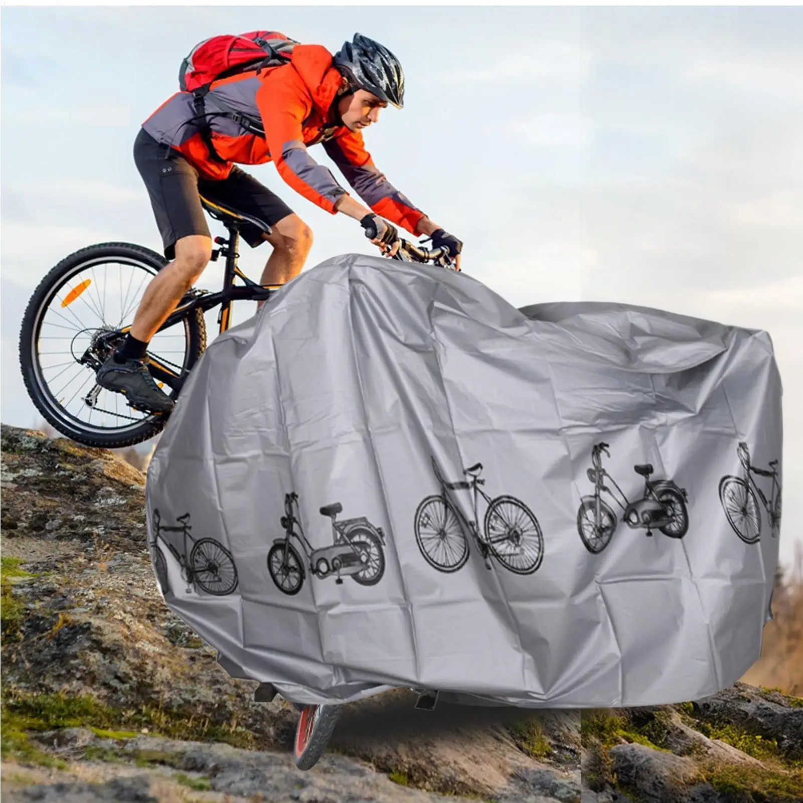 

Weatherproof Waterproof Bicycle Tarp, Dustproof Outdoor Protective Cover, All Weather Shield for Mountain Bike, Road Bike