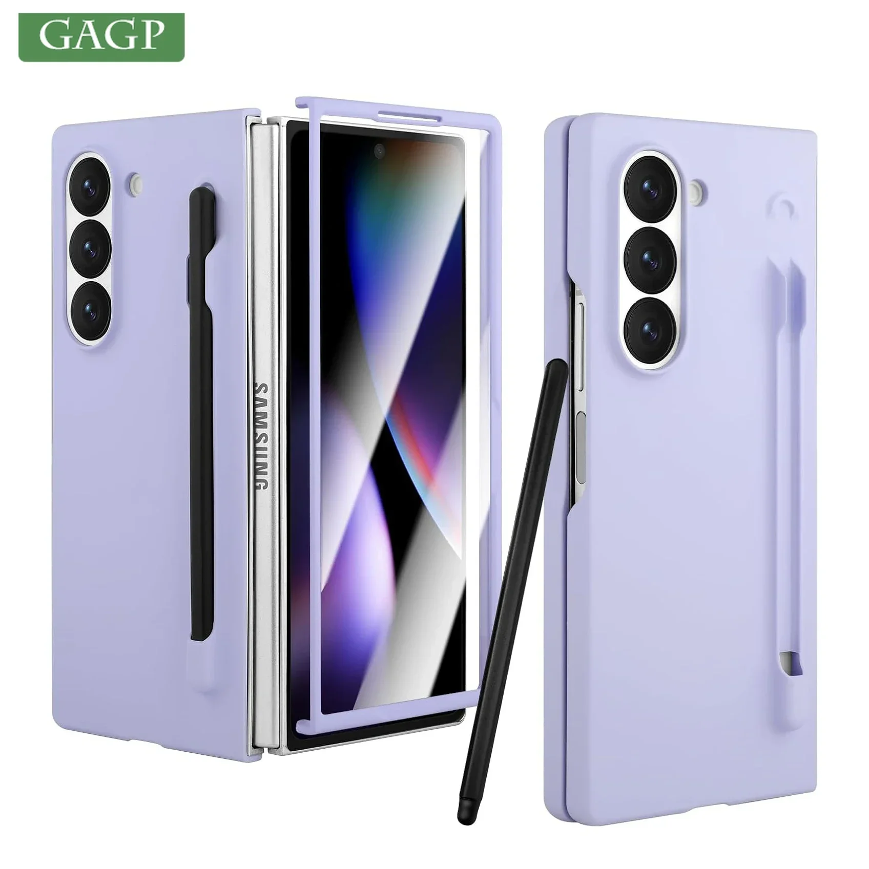 جراب غير لامع نحيف بلون نقي مع واقي شاشة مدمج ، غطاء لهاتف Samsung Z Fold 6 ، Galaxy Z Fold 5 ، حامل أقلام PC