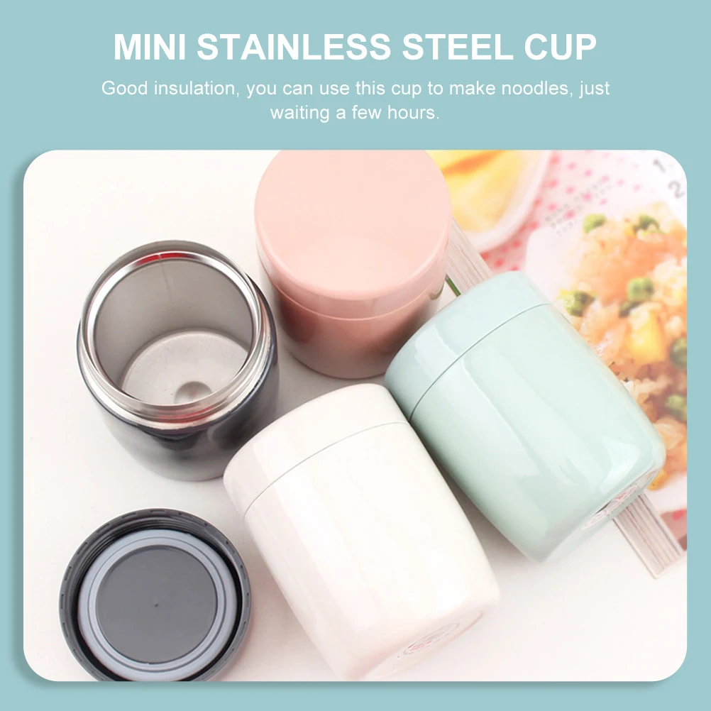 

Stainless Steel Insulated Cup Mini Smoldering Pot Eco-Friendly Heat Retention Breakfast Container Lightweight Pure Color Widen