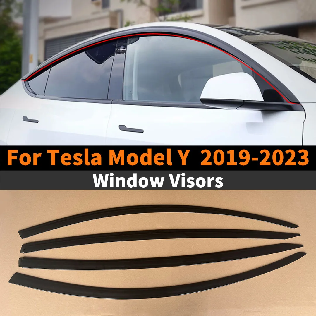 4PCS Wind Deflector Rain Guard Brow New Style Accessories Wide Body Kit Exterior Part For 2019-2023 Tesla Model Y Window Visors