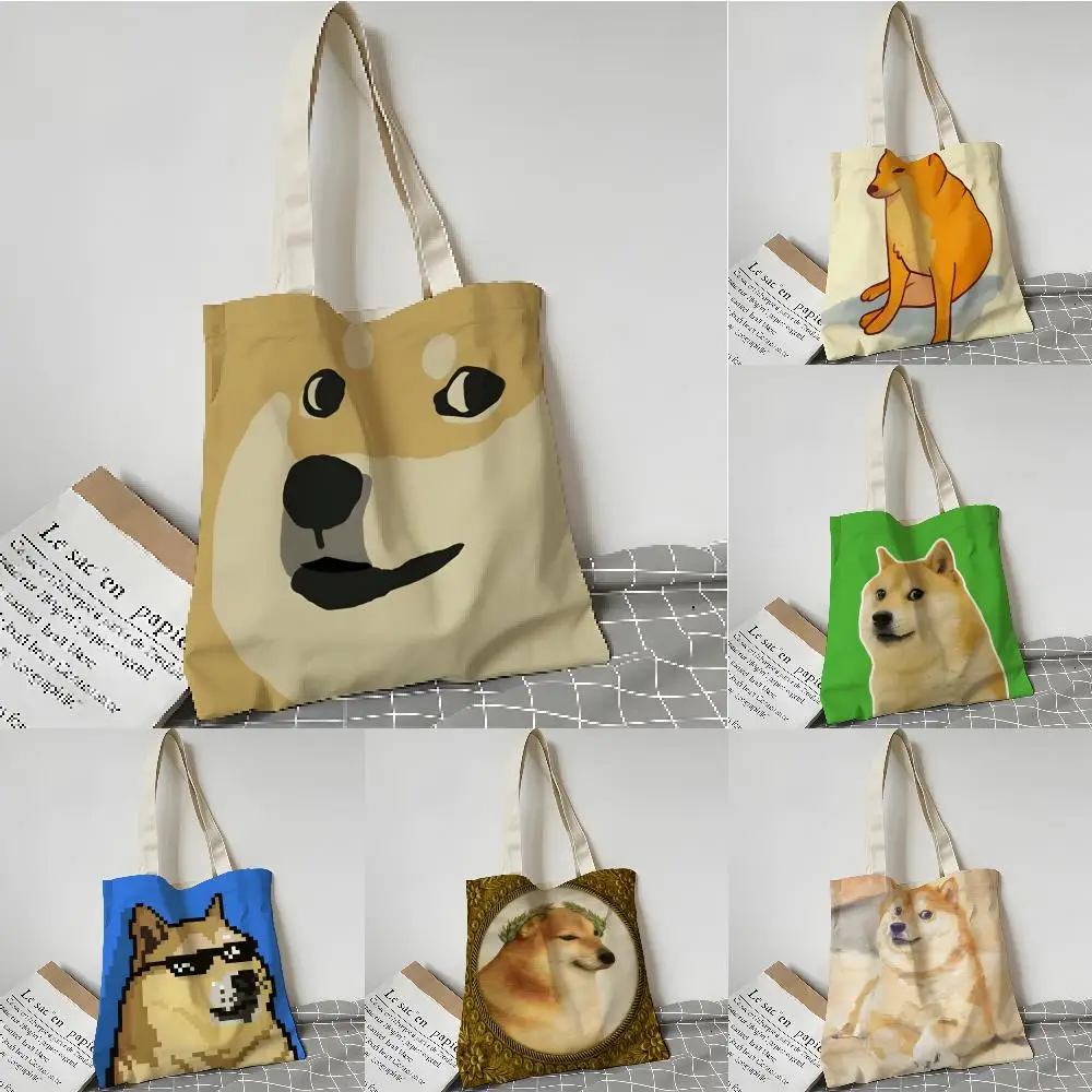 Storage Bags Shopping Grocery Reusable School Girl Gift Tote Bag for Women Aesthetic Dog-themed memes are trending online