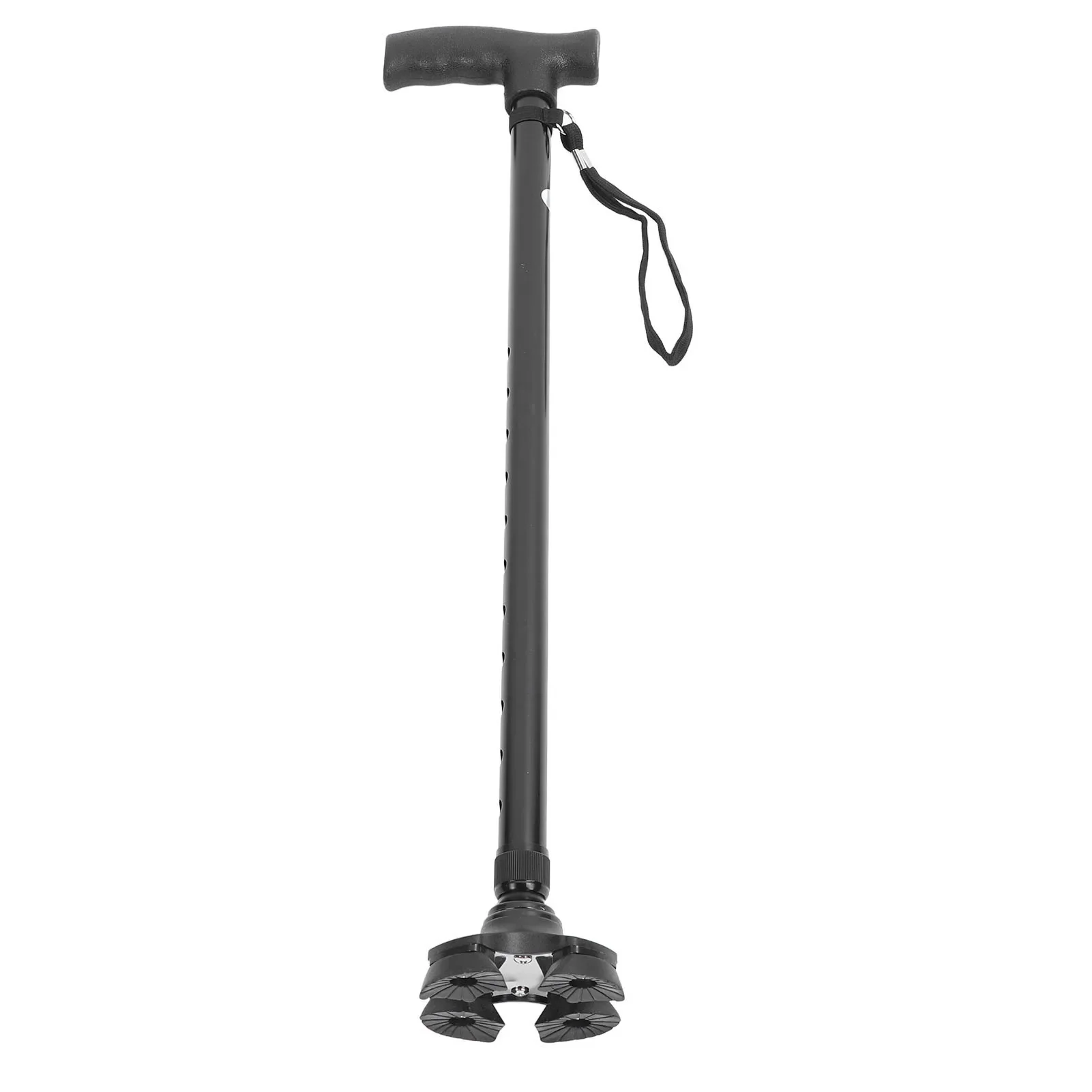 Walking Cane Adjustable Height Anti Slip Lightweight Retractable Senior Walking Stick with 4 Pronged Base for Mountaineering