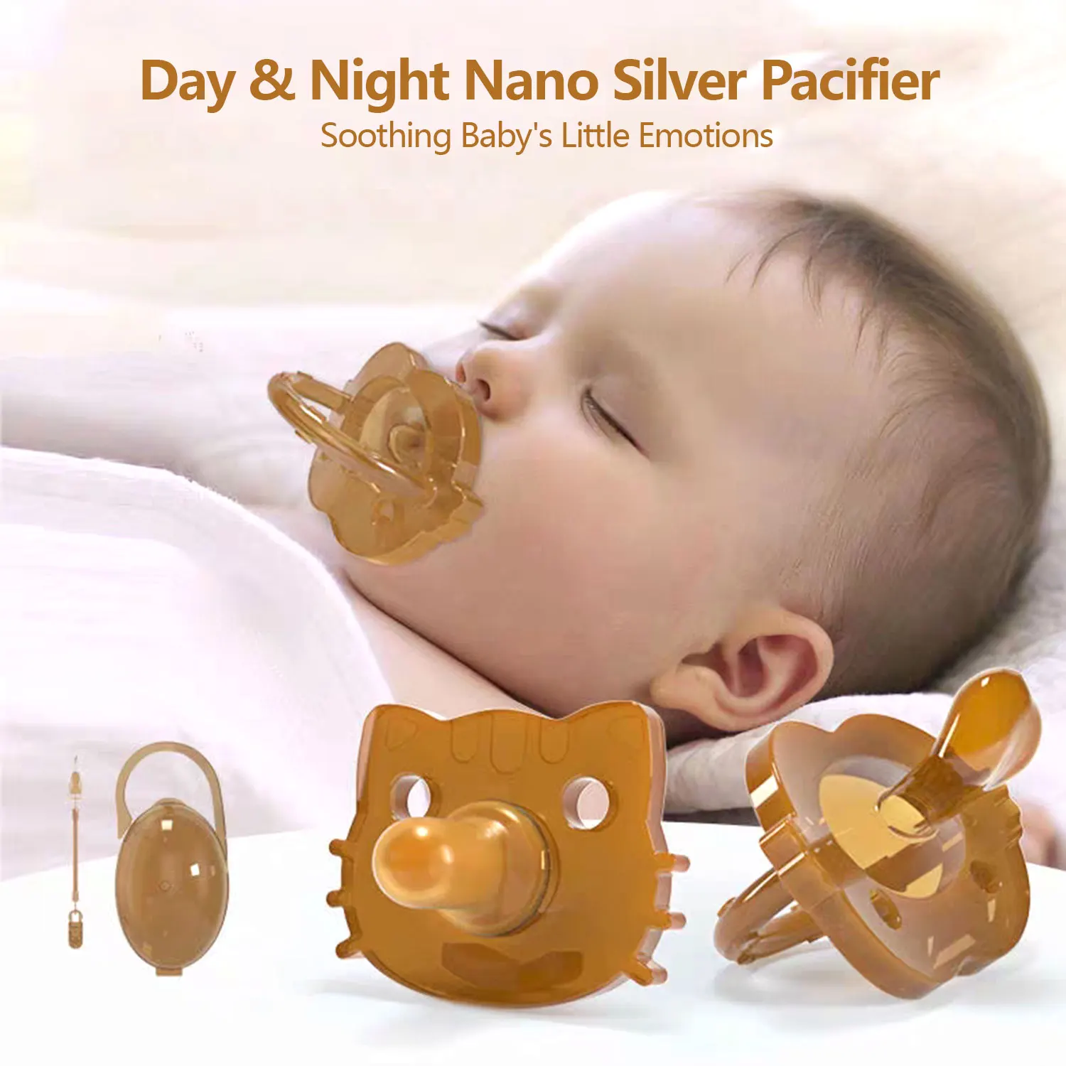 Day & Night Baby Silicone Pacifier Soother Breastmilk-like design No crying for baby Perfect gift for newborns