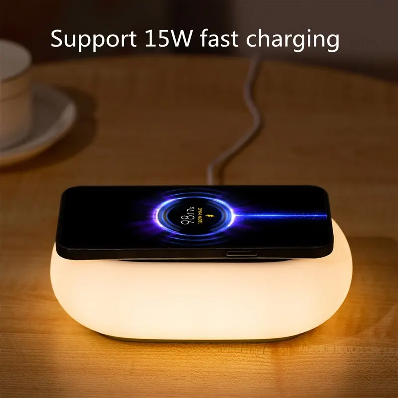 Wireless Charger Pad Stand Camping Light LED Night Lamp Light Rechargeable For Outdoor Tent Lamp Emergency Lantern Fast Charging