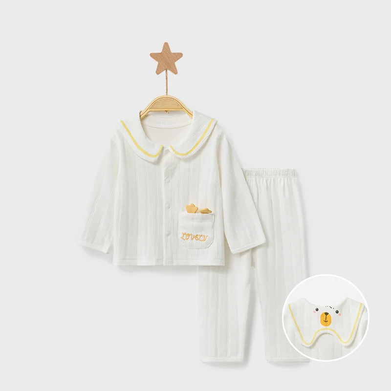 مجموعة ملابس داخلية للأطفال بيجامات قطنية ناعمة للأطفال للأولاد والبنات ملابس نوم منزلية لطيفة للربيع والخريف بأكمام طويلة ورسوم كرتونية لطيفة