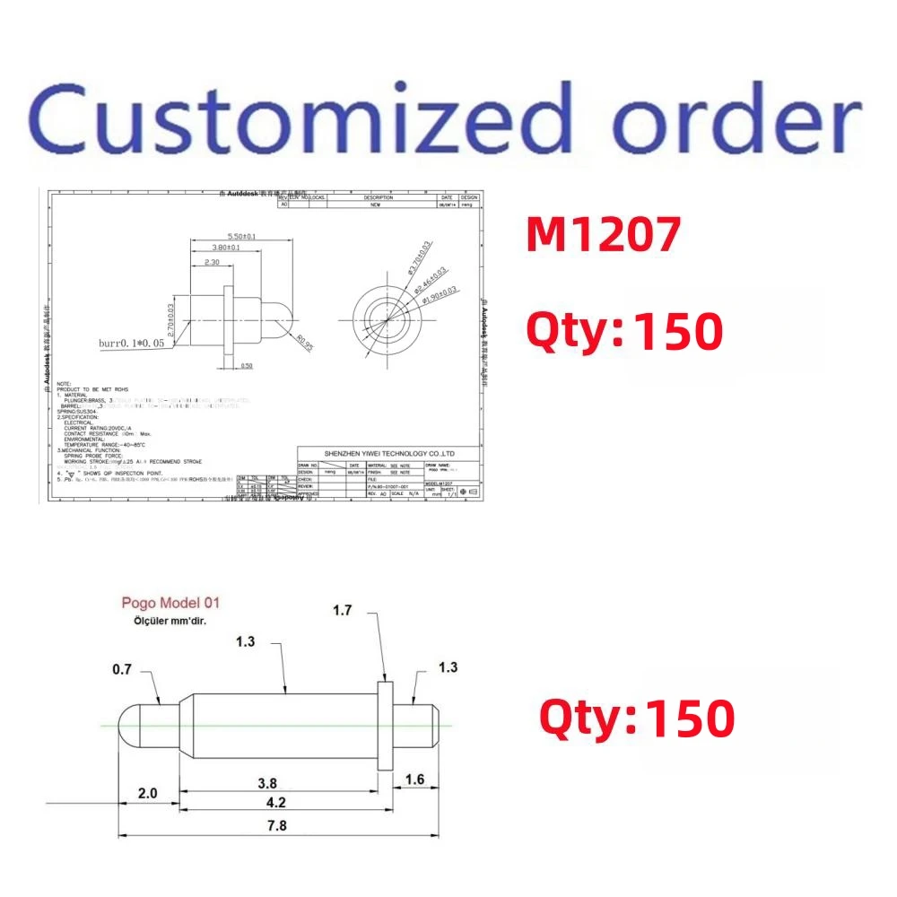 

Spring Loaded Pin Connector 1A M1207