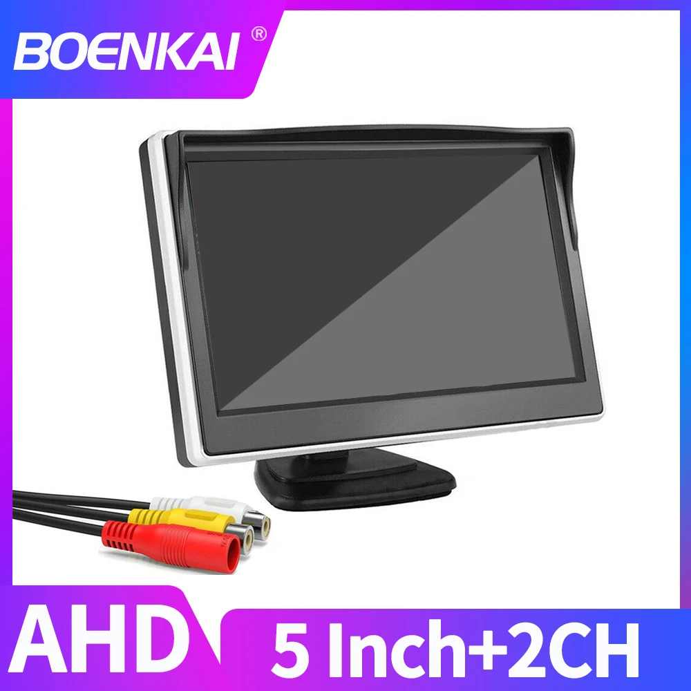 

BOENKAI 5 Inch AHD Car Monitor For Reverse Camera Backup Color Screen RCA Displayer Support AHD CVBS Signals Two Video Input