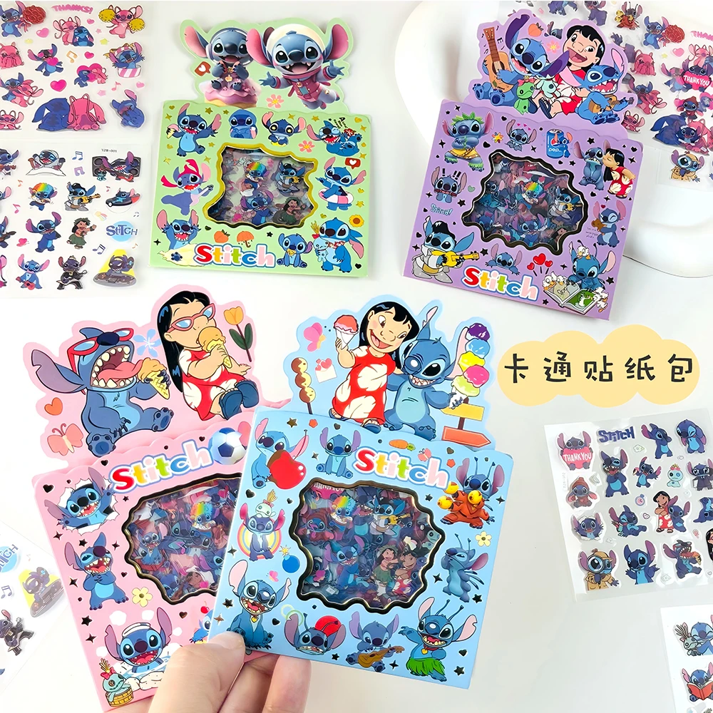 

5pcs/set Disney Cute Cartoon Stitch Stickers Funny Anime Graffiti Sticker for Kids Toy Laptop Guitar Phone Transparent PET Decal