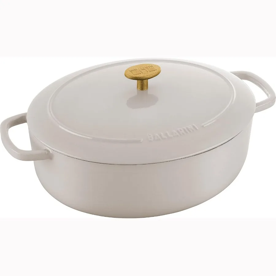 

Bellamonte Cast Iron 4.75qt Oval Dutch Oven Crema White