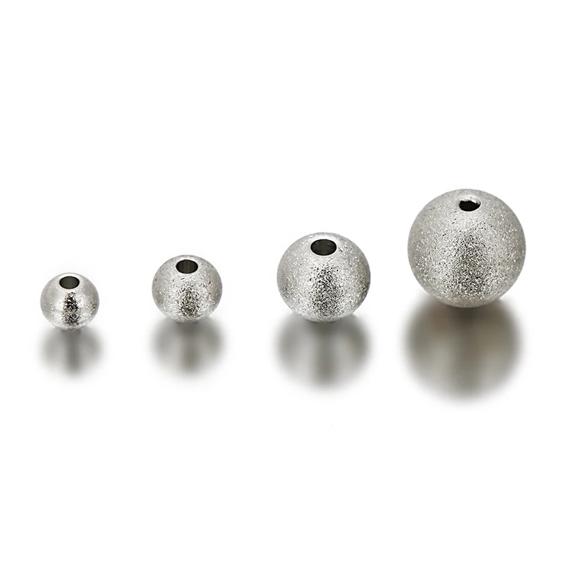 10/20pcs/lot Stainless Steel 3 4 5 6 8 10mm Round Scrub Ball Beads European Spacer Charm Beads for Bracelet DIY Jewelry Making