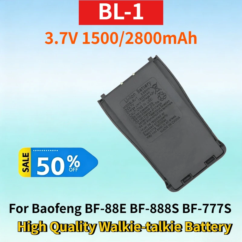 

New BL-1 3.7V 1500/2800mAh Li-ion Battery for Baofeng BF-88E BF-888S BF-777S RT21/H777S/RT24V High Quality Walkie-talkie Battery