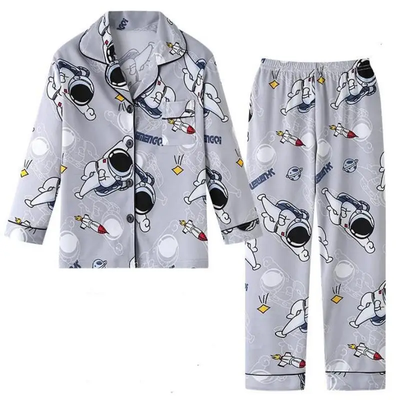 Spring and Autumn Pajamas Printing Casual Fashion for Boys Long Sleeved Cardigans for Boys and Girls Home Clothing Sets