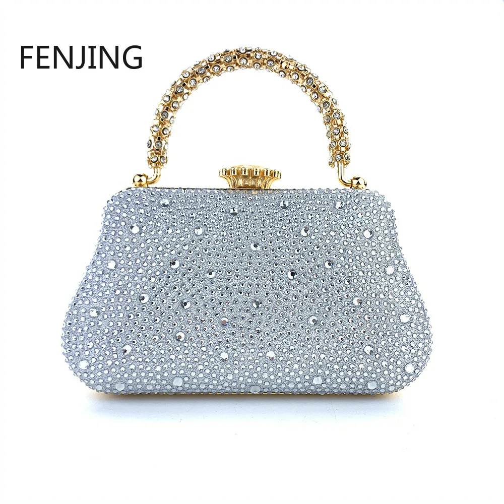 

Rhinestone Banquet Clutch Bag Women Luxury Handbags Silver Gold Shoulder Bags Evening Clutches and Purse Shell Bolsos Para Mujer