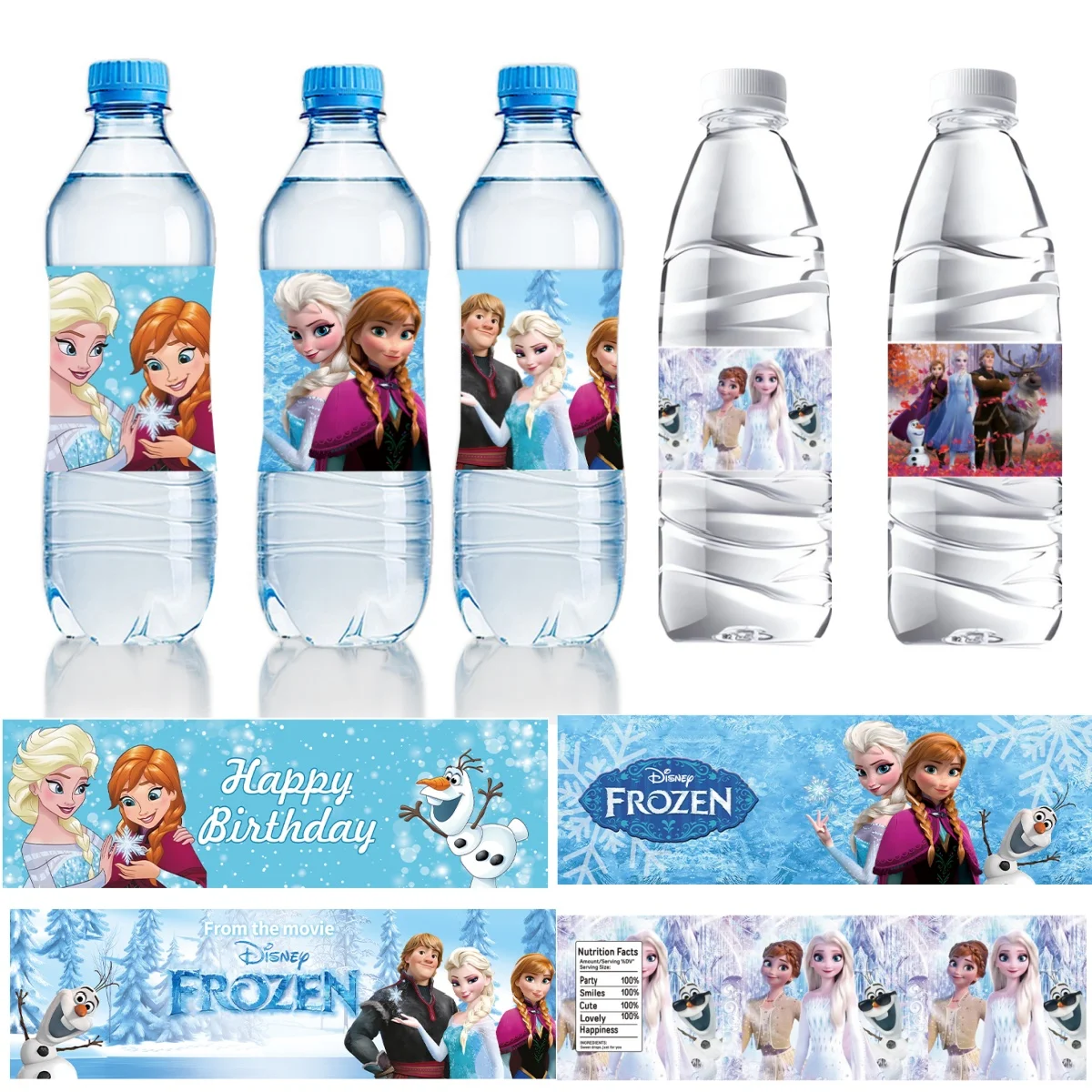 

Disney Frozen Water Bottle Labels Birthday Party Decoration Elsa Waterproof Cute Stickers Baby Shower girls Gifts Party Supplies