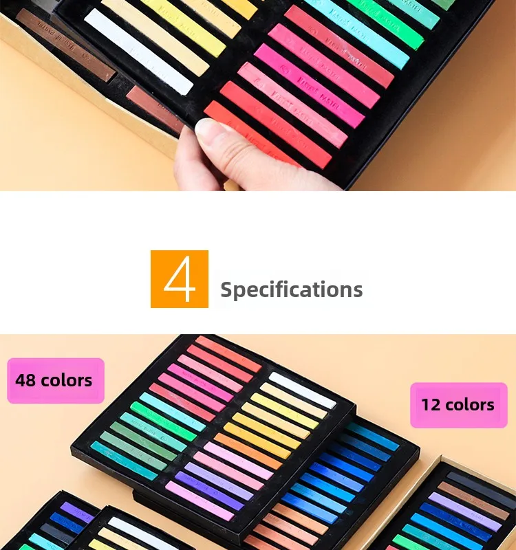 Maries Farbkreide, 24 Farben, 12 Farben, Kreide, 48 Malerei, Rosa, professioneller Pastellstift, Pinselbrett, Zeitungs- und Malzubehör – Detail 3