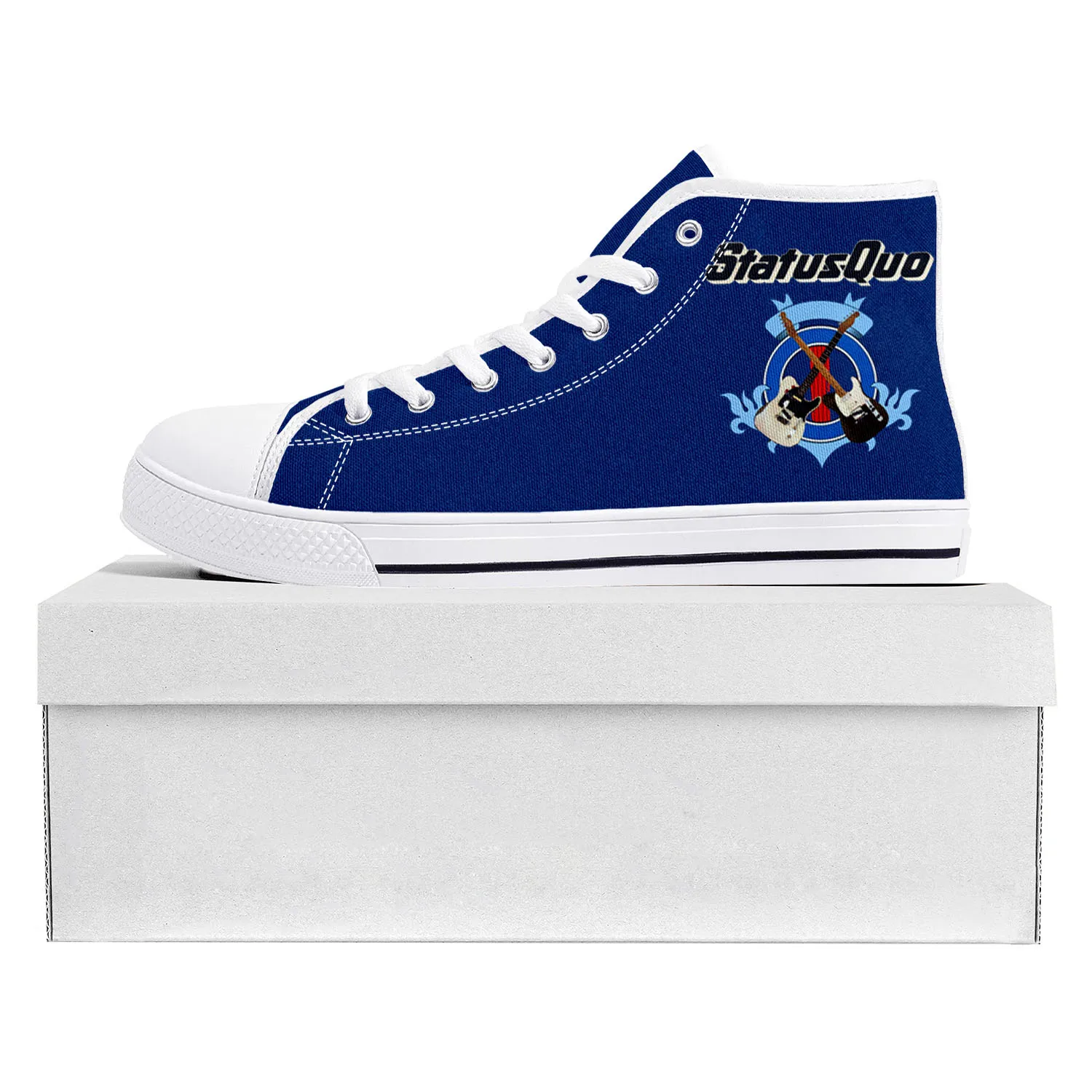 Status Quo Rock Band Fashion High Top High Quality Sneakers Mens Womens Teenager Canvas Sneaker Casual Couple Shoes Custom Shoe