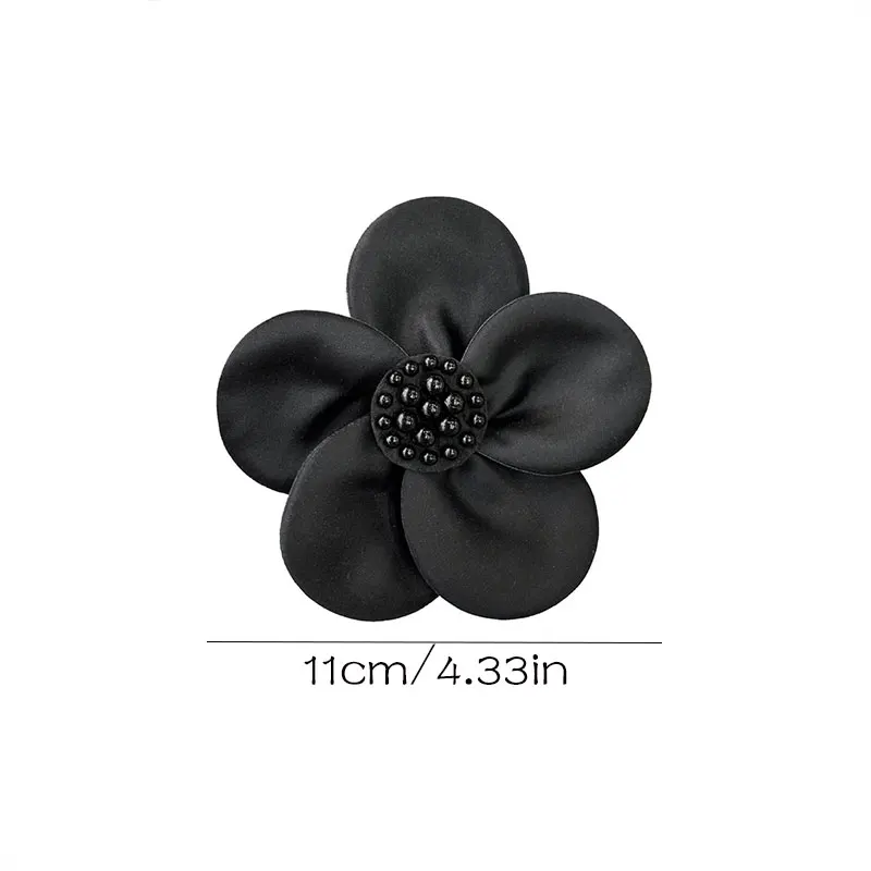 20 Stück einfarbige 3D-Satin-Blumenapplikationen zum Basteln, mit Perlen verziert, für DIY-Stoffaufkleber, Broschen, Schuhe, Hüte, Pullover-Dekoration, Aufnäher – Detail 6