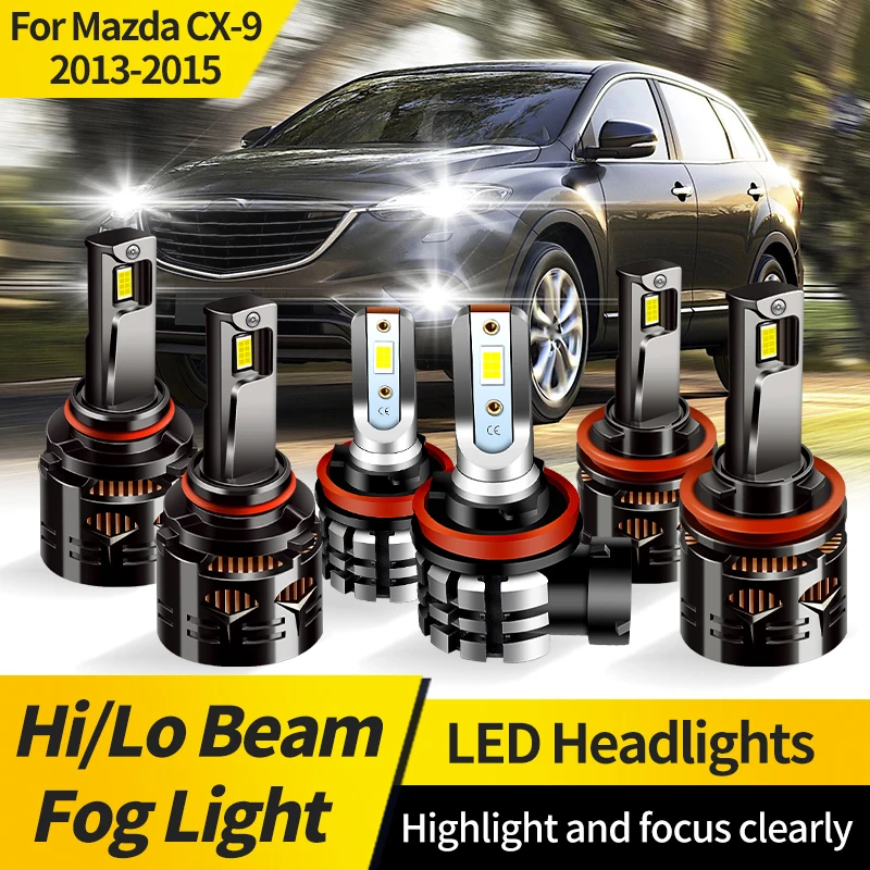 

2PCS 30000LM Canbus 9005 LED Headlight HB3 Hi/Lo Beam H11 Front Fog Lamp For Mazda CX-9 2013-2015 6000K White Led Lights for Car