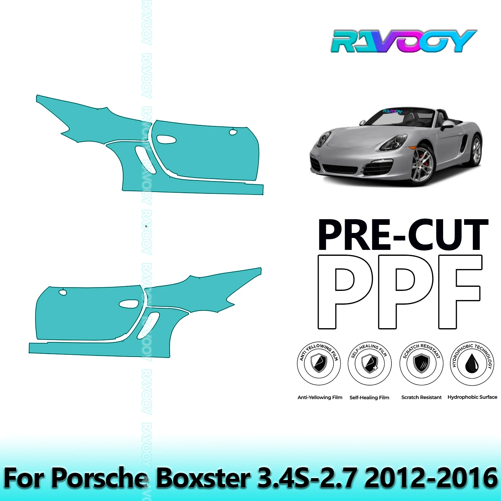 

For Porsche Boxster 3.4S-2.7 2012-2016 8.5mil Clear Matte Pre-Cut PPF Door & A/B Pillar Kit TPU Paint Protection Film Set