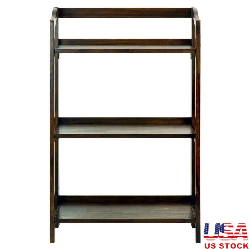 

Folding 3-Shelf Bookcase Solid Wood Construction Versatile Storage Solution Easy Setup No Assembly Required Home Office Living