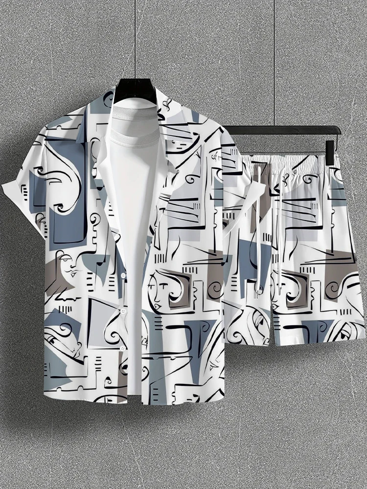 Camiseta Hawaiana de manga corta para hombre, traje de playa informal, estampado 3D de árbol de coco, conjunto de 2 piezas