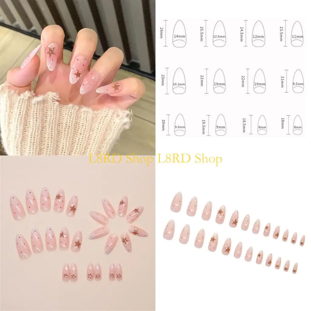 

L8rd 24x False со звездными точками Polkas Designs Sweet Acryle Nain Lack на ногте