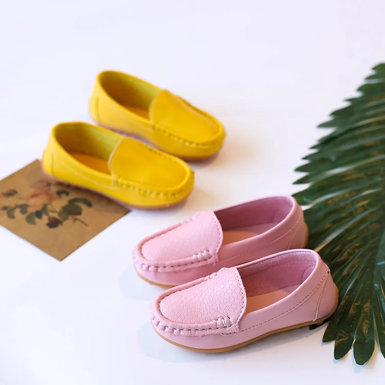 Kids'Casual Shoes Solid Color PU Leather Fashion Spring Flat Shoes For Children Anti-slip Black White Shoes Size 21-36