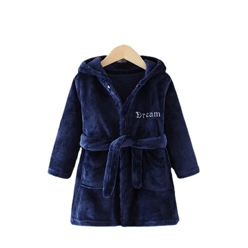 2025 primavera, outono e inverno roupas infantis loungewear meninos e meninas roupões de banho pijamas flanela com capuz camisola interior